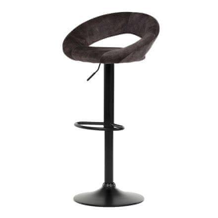 Autronic Barová židle Židle barová, hnědá sametová látka, černá podnož (AUB-822 BR4)